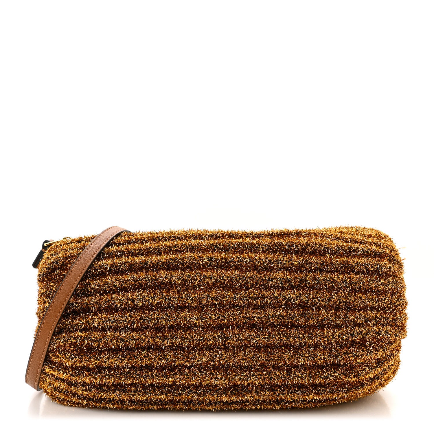 Loewe Metallic Lurex Pleated Bracelet Pouch Shoulder Bag Gold 1 of 10