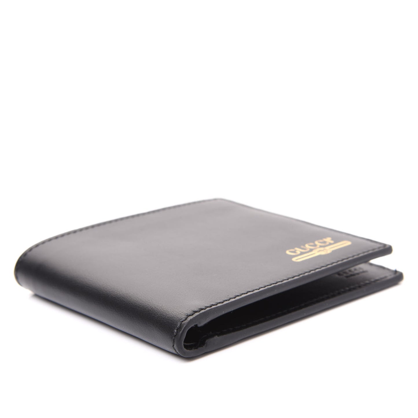 Plutone Calfskin Logo Bi-Fold Wallet Black
