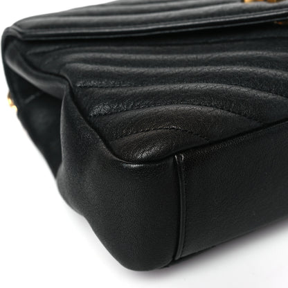 Saint Laurent Sheepskin Matelasse Chevron Monogram Medium College Bag Black 8 of 9