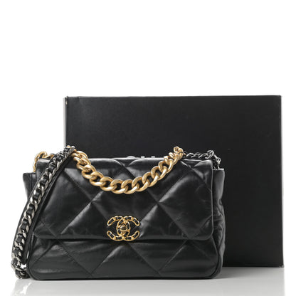 Chanel Goatskin Quilted Large Chanel 19 Flap Black 12 of 12
