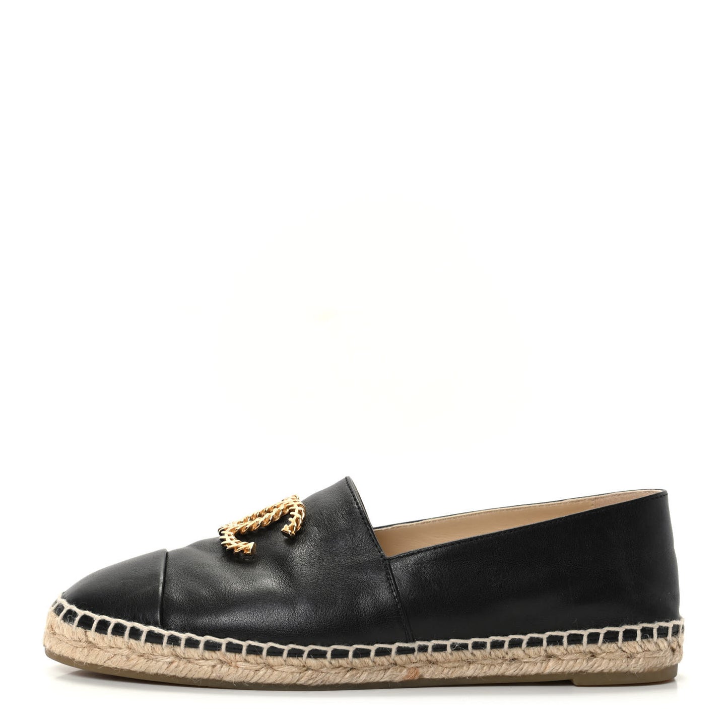 Calfskin Chain CC Espadrilles 38 Black