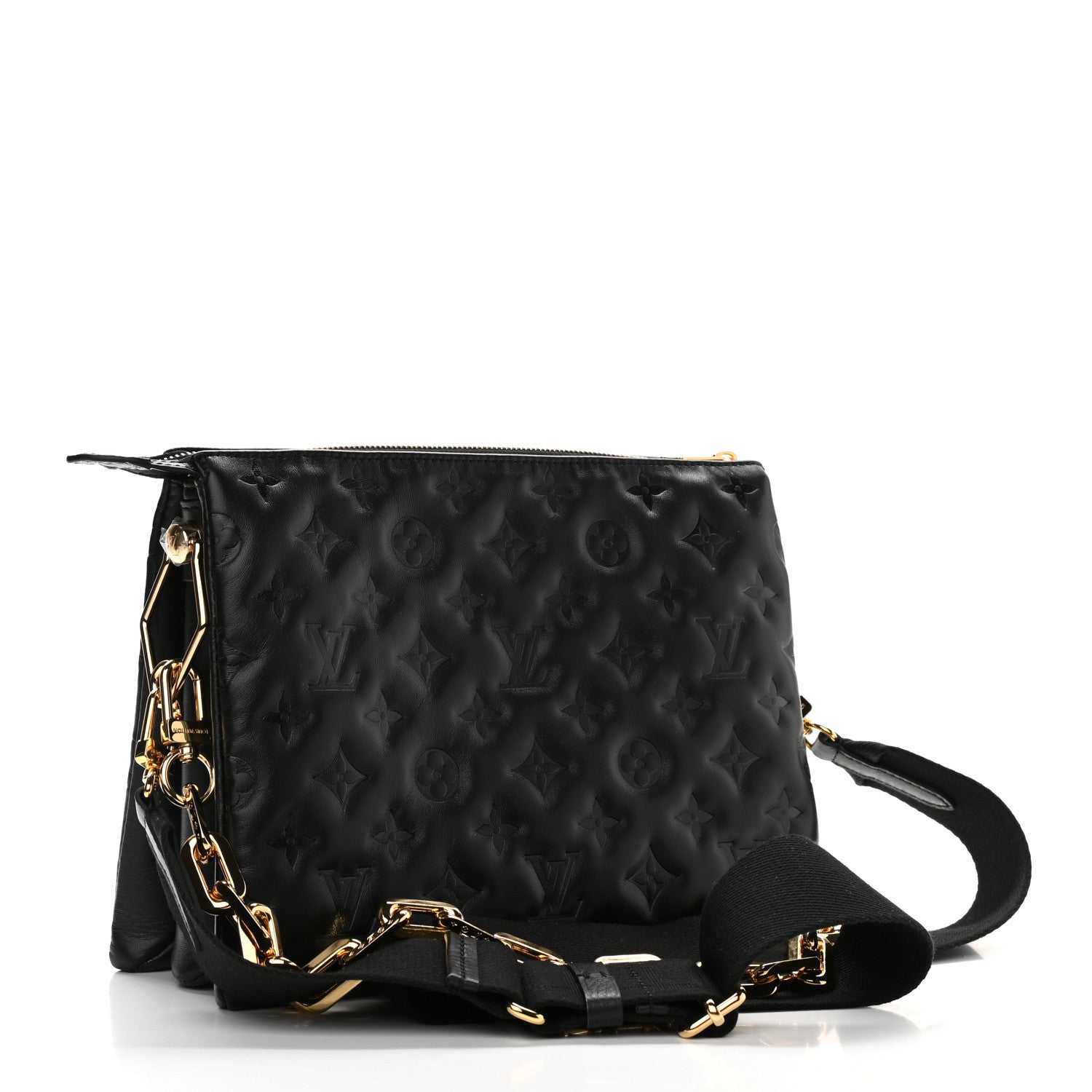 Louis Vuitton Lambskin Embossed Monogram Coussin PM Black 3 of 10