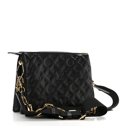 Louis Vuitton Lambskin Embossed Monogram Coussin PM Black 3 of 10