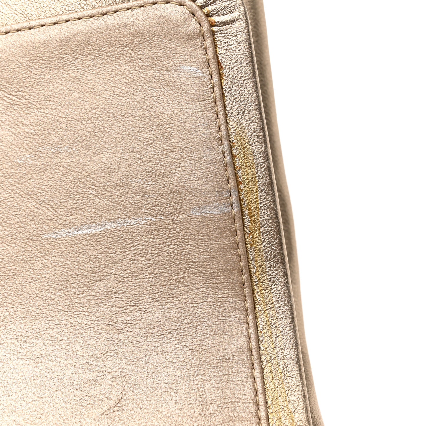Metallic Lambskin Quilted Jumbo Double Flap Gold
