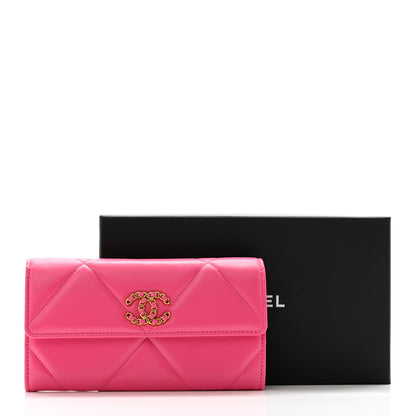 Chanel Lambskin Quilted Chanel 19 Flap Wallet Dark Pink 12 of 12