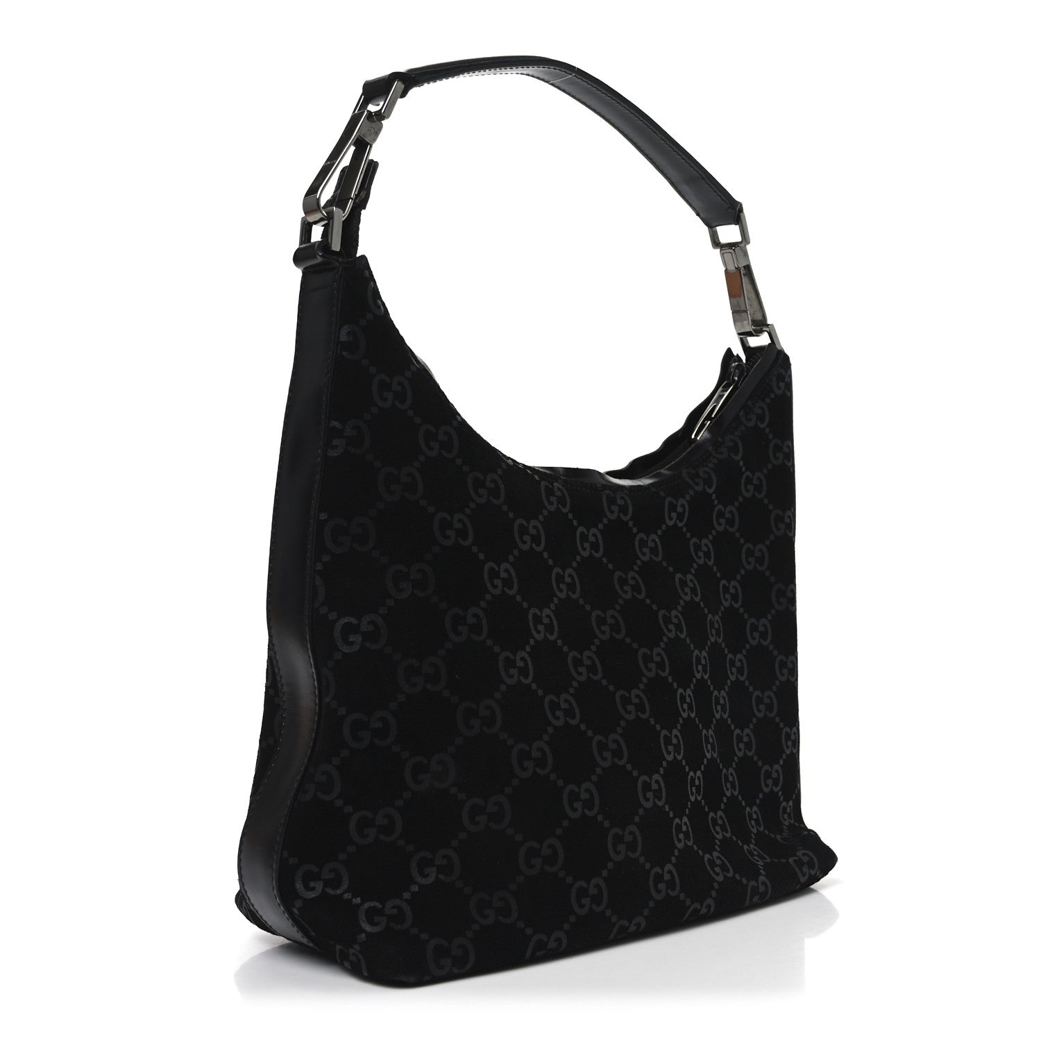 Gucci Suede Monogram Hobo Black 3 of 10