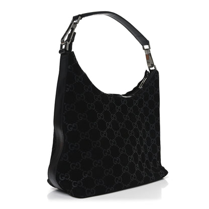 Gucci Suede Monogram Hobo Black 3 of 10