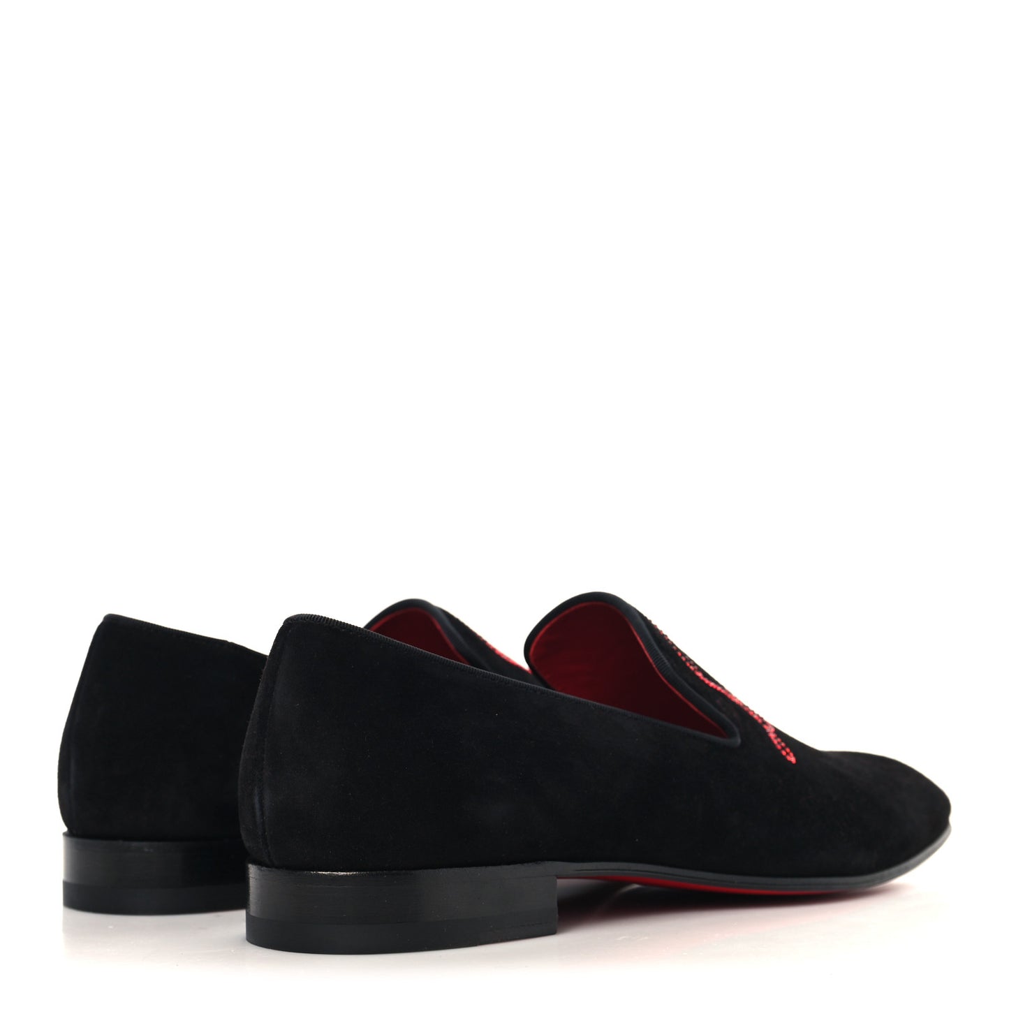 Veau Velours Strass Mens Navy Dandelion Flat Loafers 41 Black Loubi