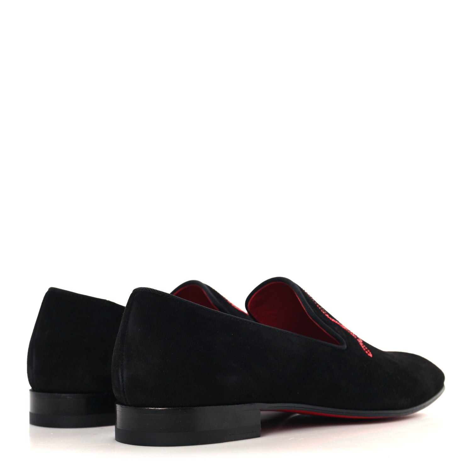 Christian Louboutin Veau Velours Strass Mens Navy Dandelion Flat Loafers 41 Black Loubi 5 of 9