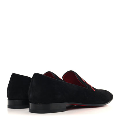 Christian Louboutin Veau Velours Strass Mens Navy Dandelion Flat Loafers 41 Black Loubi 5 of 9