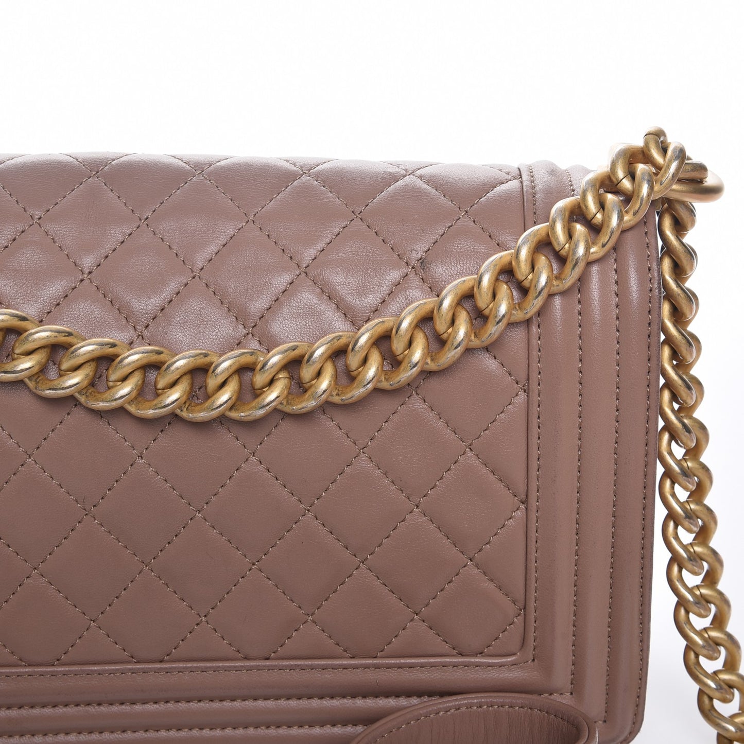 Calfskin Quilted Medium Boy Flap Camel