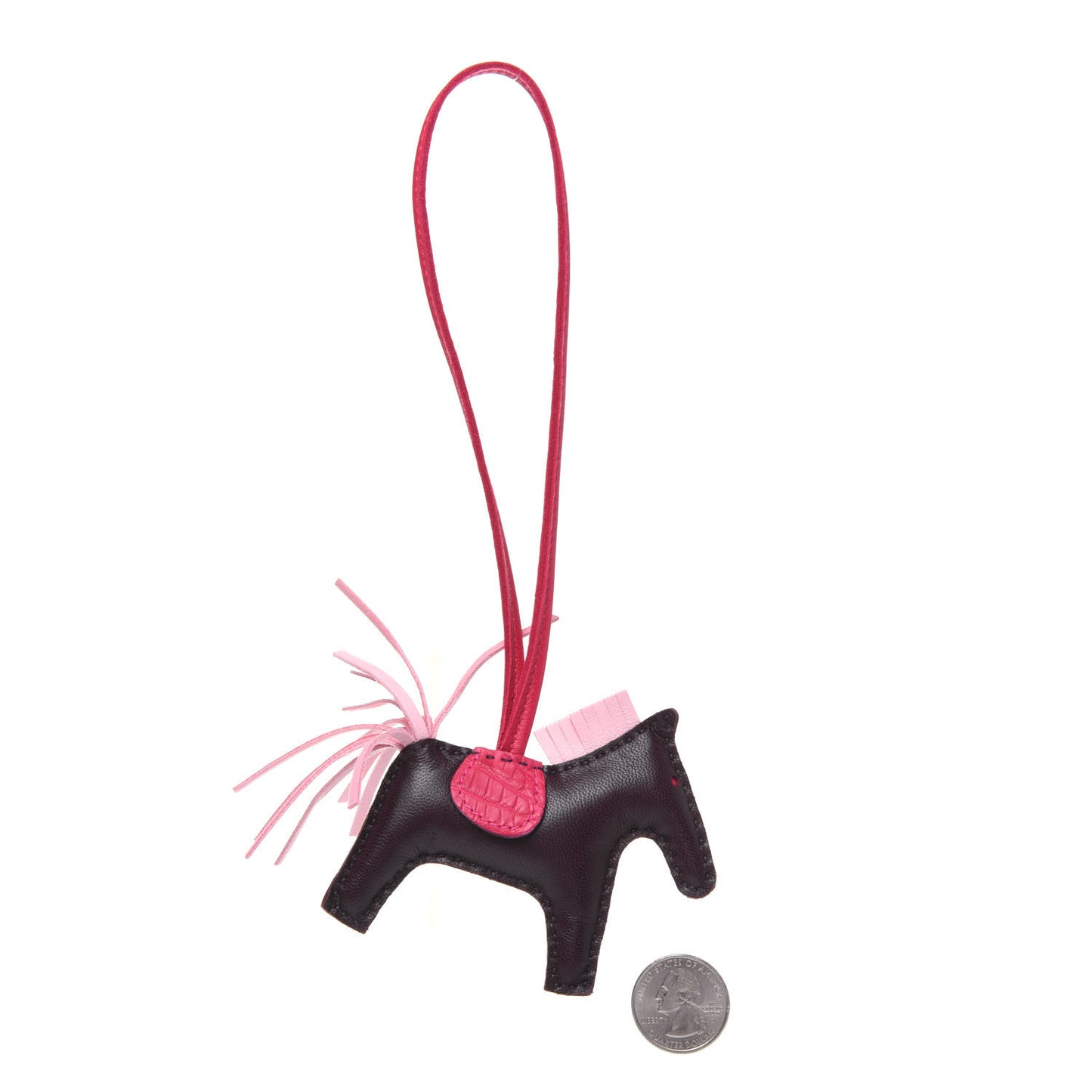Milo Lambskin Matte Alligator Touch Grigri Rodeo Horse Bag Charm PM Rouge Sellier Framboise Rose Sakura