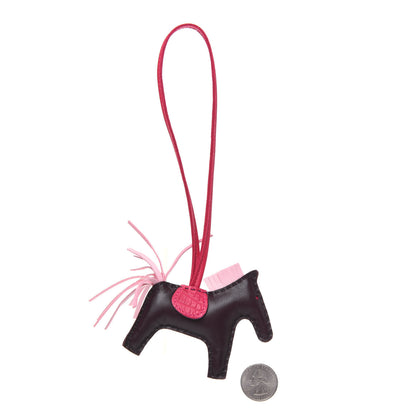 Hermes Milo Lambskin Matte Alligator Touch Grigri Rodeo Horse Bag Charm PM Rouge Sellier Framboise Rose Sakura 2 of 5