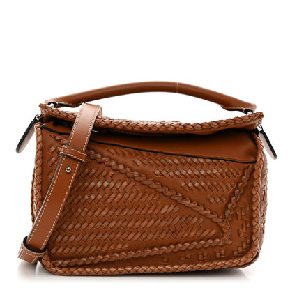 Loewe Calfskin Woven Small Puzzle Bag Tan 1 of 10