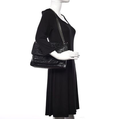 Saint Laurent Crinkled Calfskin Matelasse Monogram Medium Niki Chain Satchel Black 2 of 10