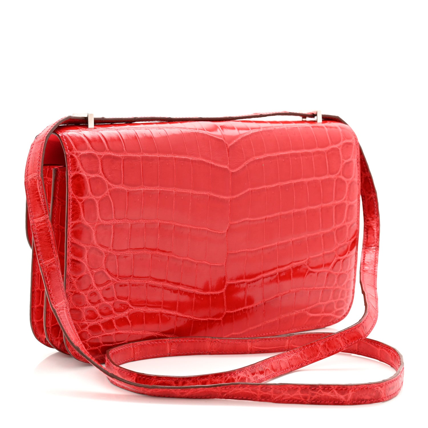 Hermes Shiny Niloticus Crocodile Constance Elan 25 Rouge Casaque