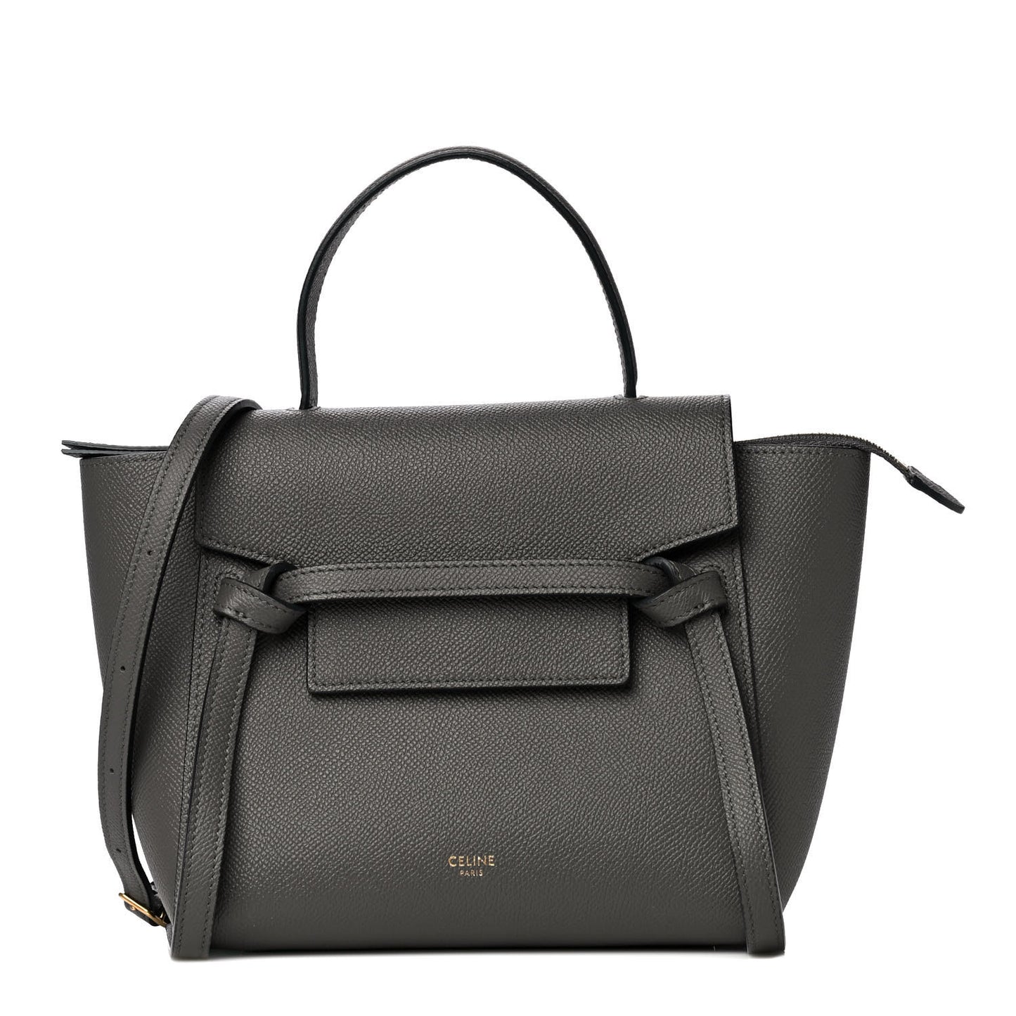 Grained Calfskin Nano Belt Bag Grey