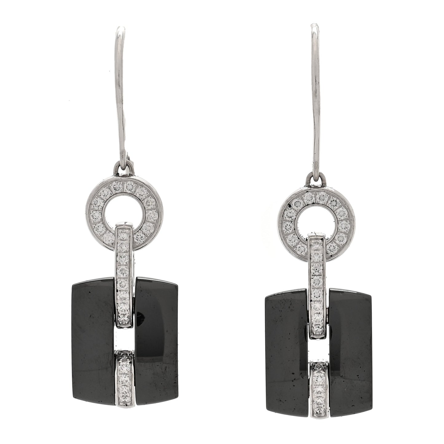 18K White Gold Diamond Ceramic Ultra Drop Earrings Black