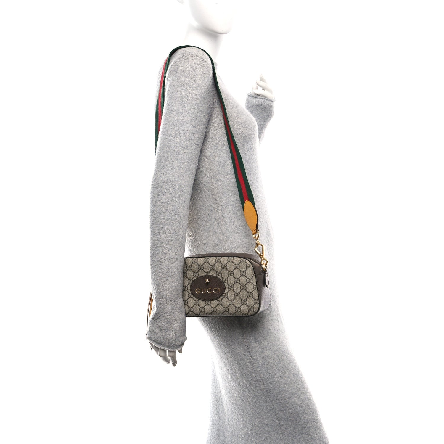 Gucci GG Supreme Monogram Web Neo Vintage Shoulder Bag Beige New Acero Crop 2 of 11