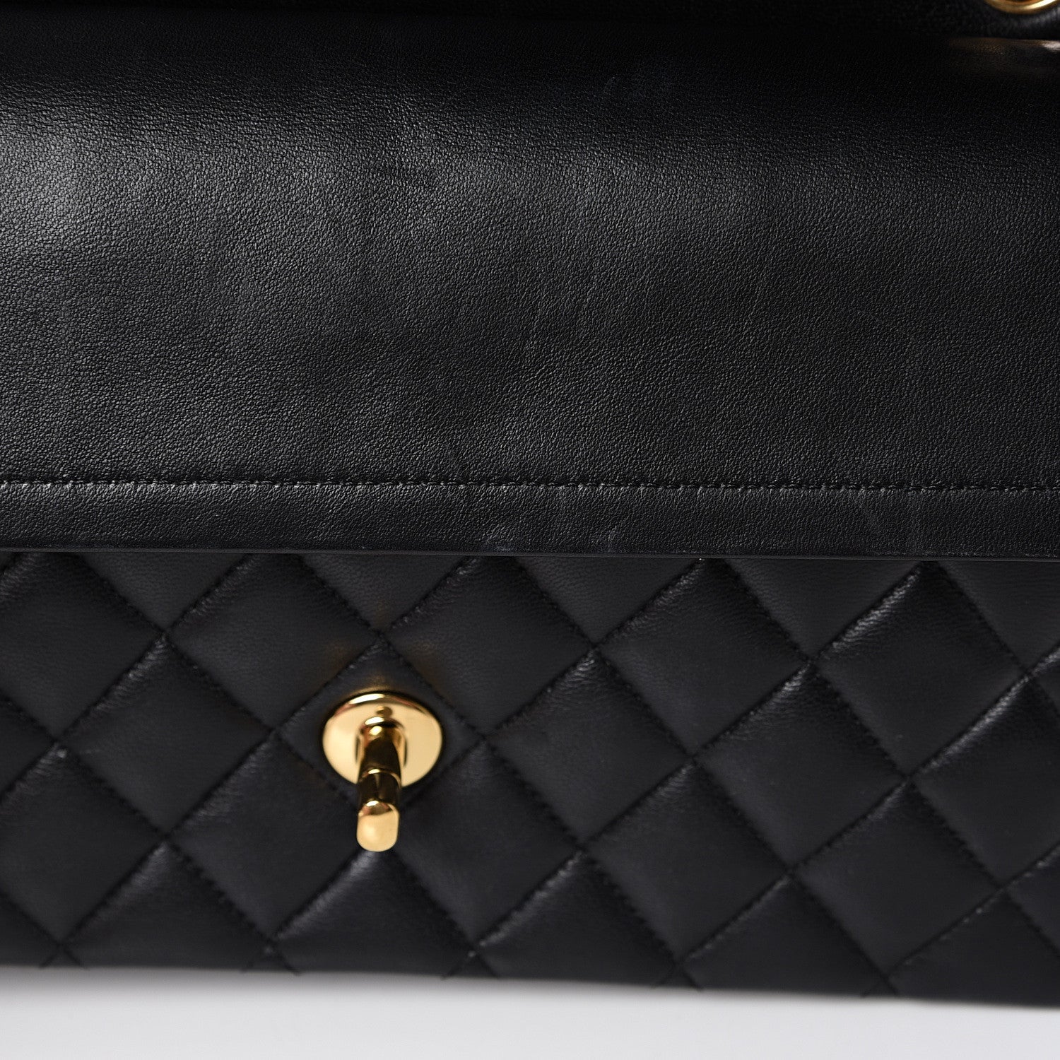 Chanel Lambskin Quilted Medium Double Flap Black 12 of 17