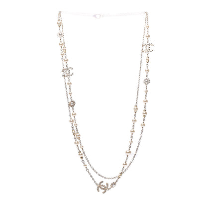Chanel Crystal Pearl Pearls Coronation CC Long Necklace Gold 3 of 6
