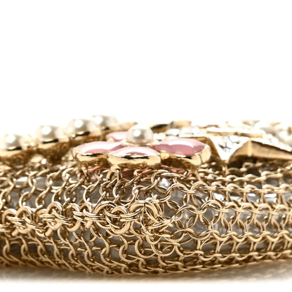 Chanel Metal Pearl Enamel Kiss Lock Chain Mail Charm Clutch Gold 7 of 8