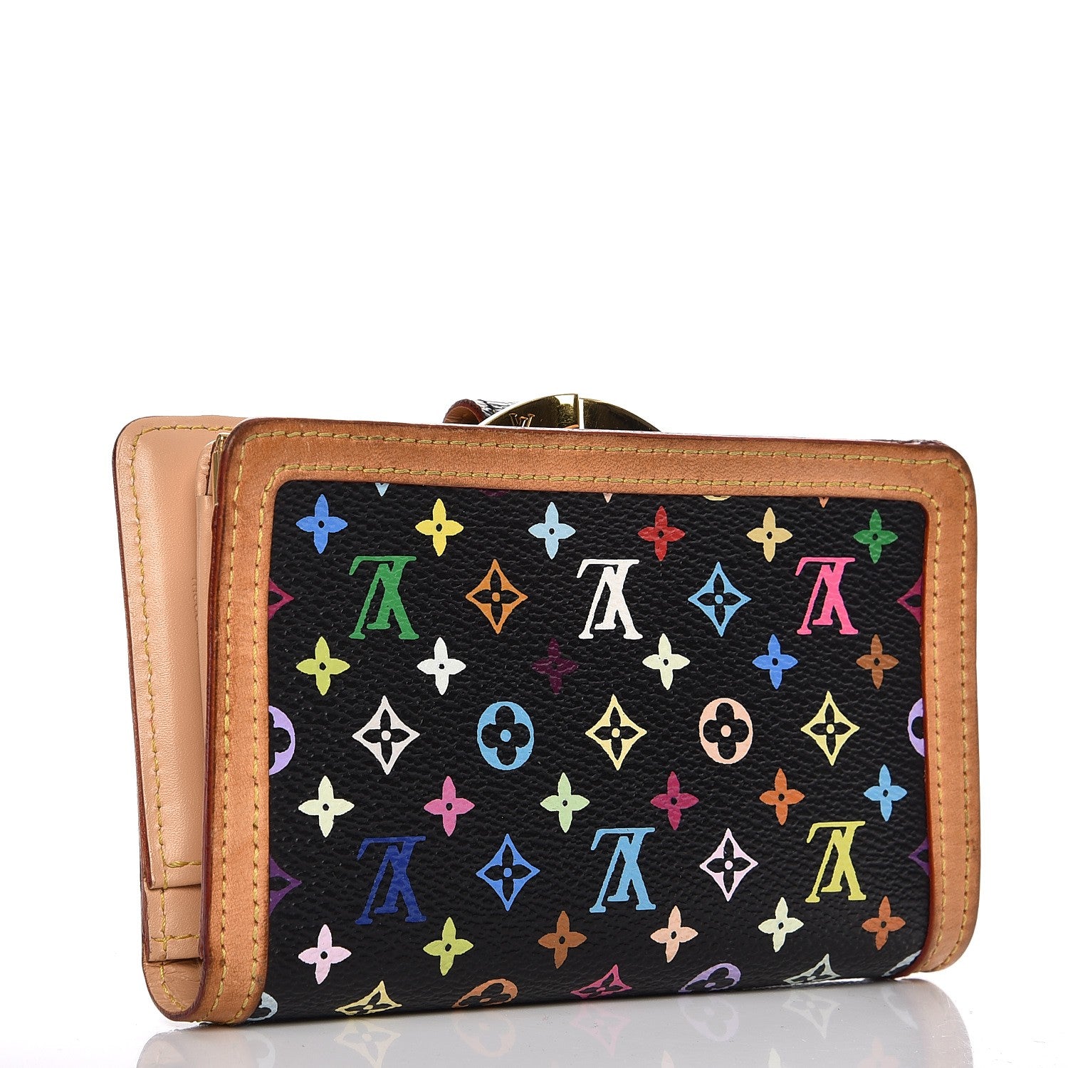 Louis Vuitton Monogram Multicolor French Purse Wallet Black 3 of 11