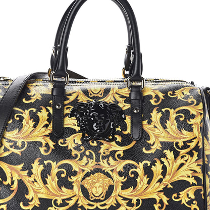 Versace Calfskin PVC Barocco Printed Bowler Black Gold 7 of 9