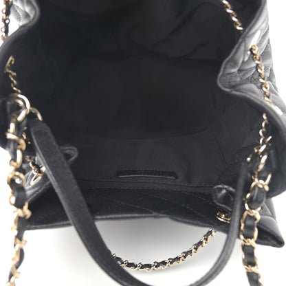 Chanel Caviar Quilted Large Rolled Up Bucket Drawstring Bag Black 5 of 10