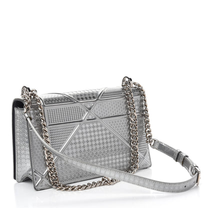 Christian Dior Metallic Patent Micro-Cannage Medium Diorama Flap Bag Silver 3 of 11