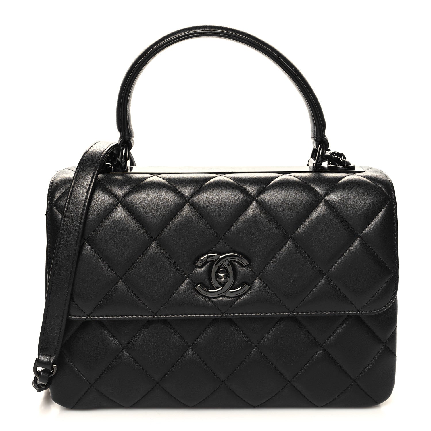 Chanel Lambskin Quilted Small Trendy CC Dual Handle Flap Bag So Black 1 of 12