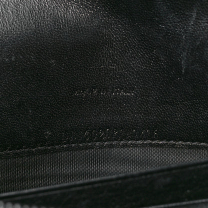Saint Laurent Calfskin Crocodile Embossed Monogram Envelope Chain Wallet Black 7 of 12