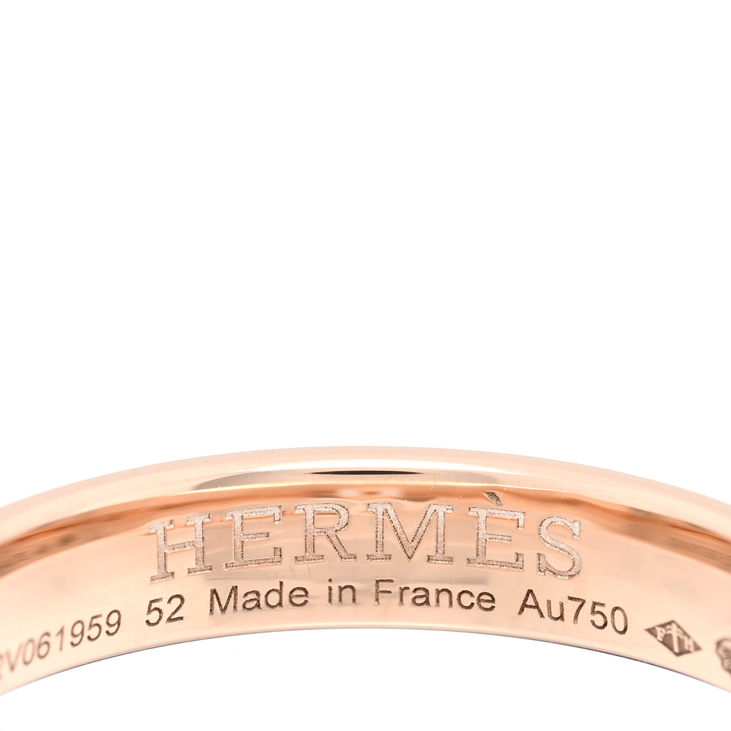 Hermes 18K Rose Gold Diamond Ever Herakles Wedding Band Ring 52 6 4 of 5