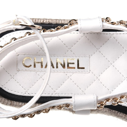 Chanel Lambskin Chain Espadrille Sandals 38 White 7 of 8