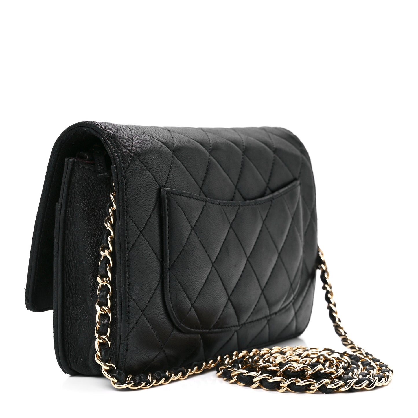 Lambskin Quilted Wallet On Chain WOC Black