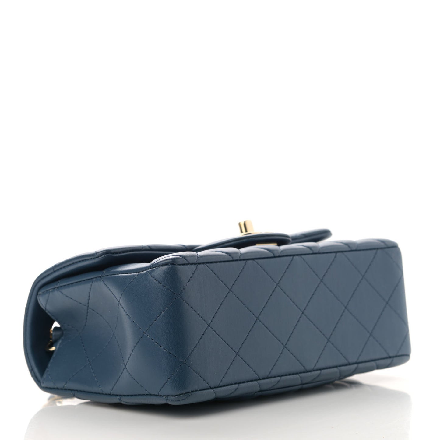 Lambskin Quilted Mini Rectangular Flap Dark Blue