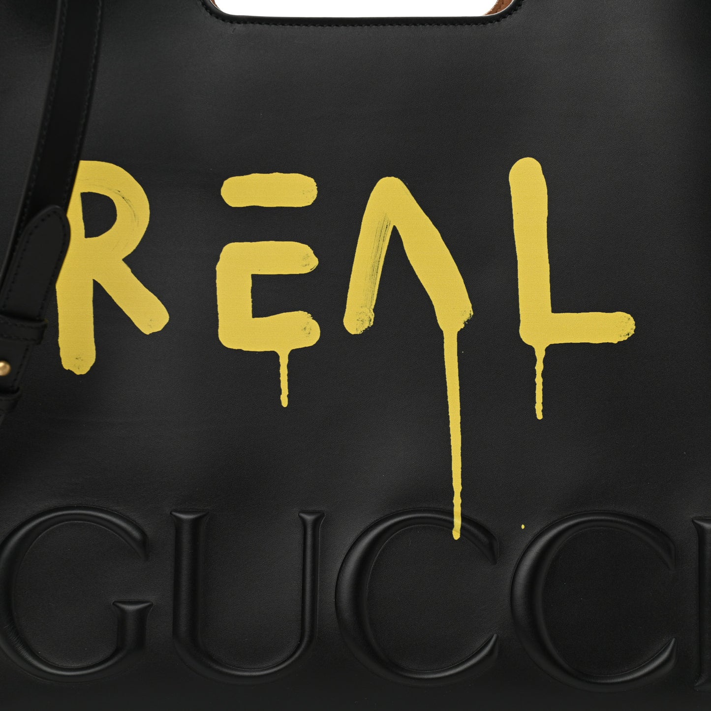 Calfskin GucciGhost Real Medium XL Tote Black Yellow