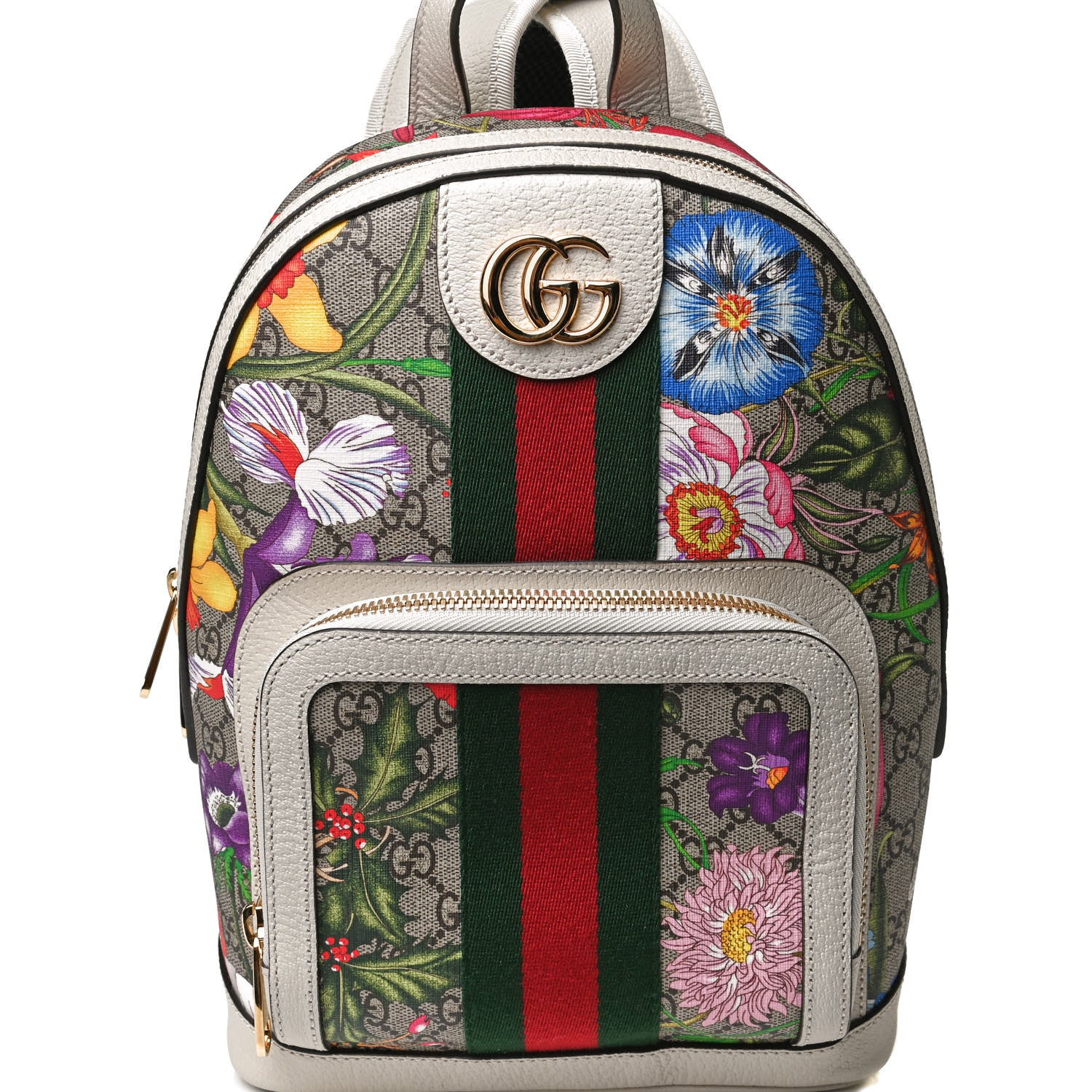 Gucci GG Supreme Monogram Flora Web Small Ophidia Day Backpack White 8 of 12