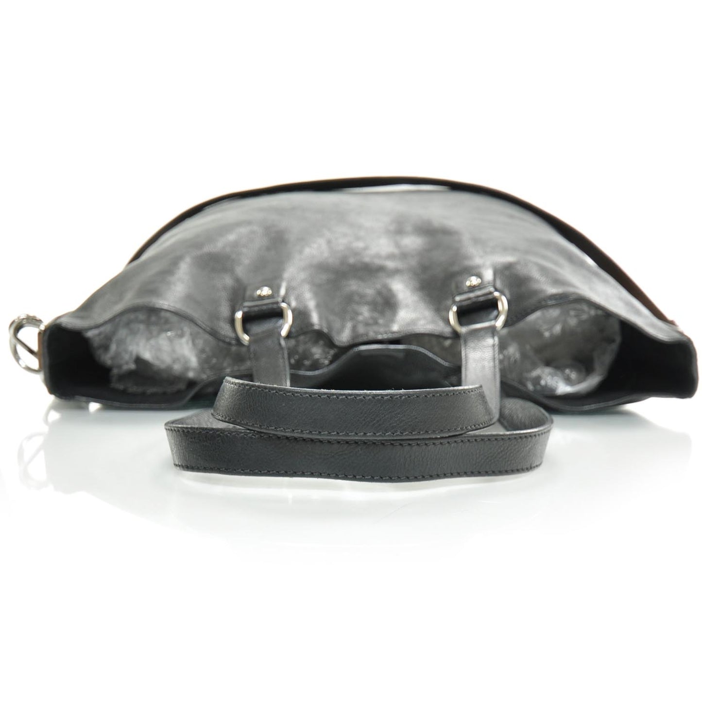 Leather Large Tote Black Brown