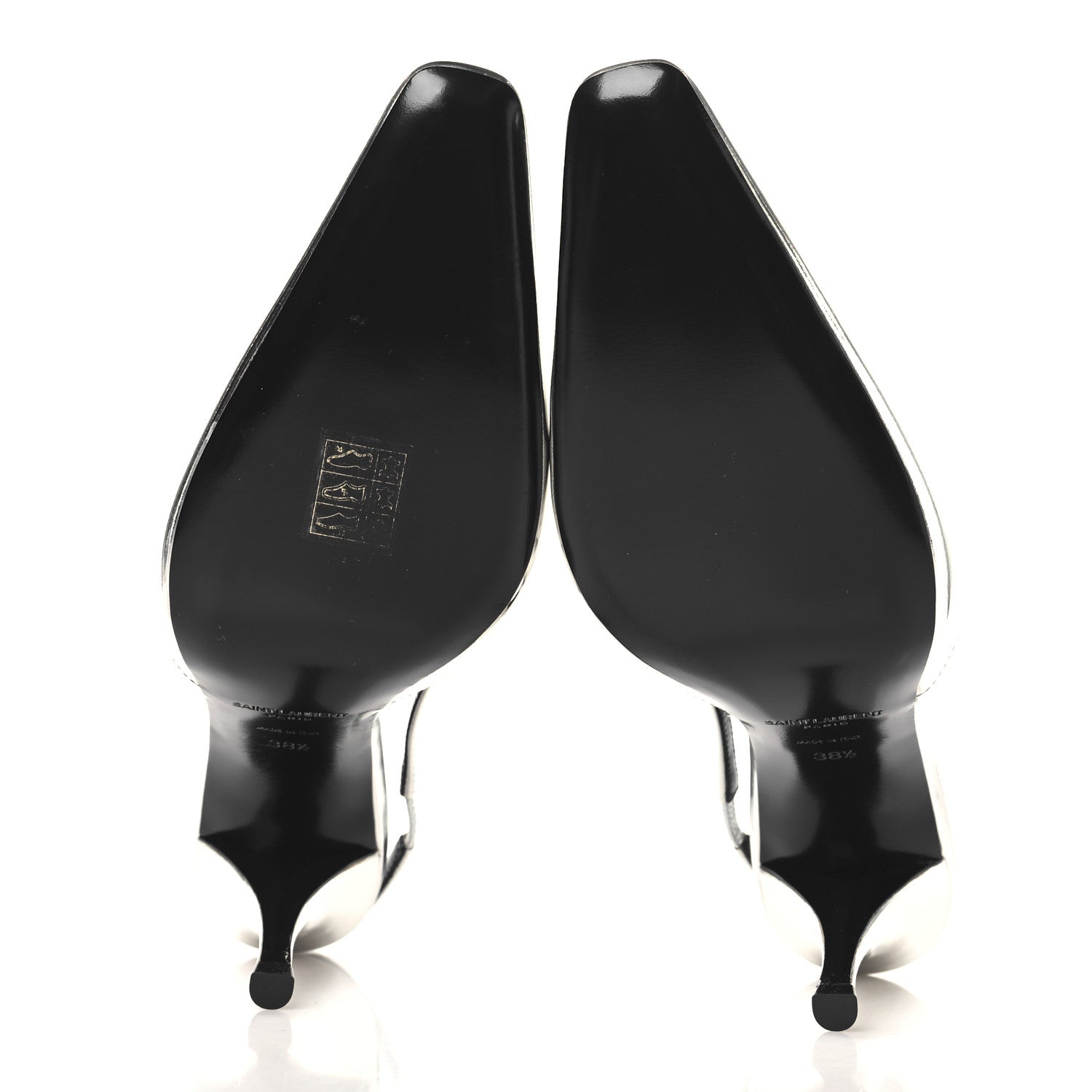 Saint Laurent Patent Tom 90 Dream Slingback Pumps 38.5 Argento 6 of 10