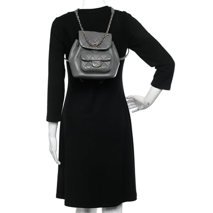 Chanel Lambskin Quilted Small Duma Drawstring Backpack Grey 2 of 11