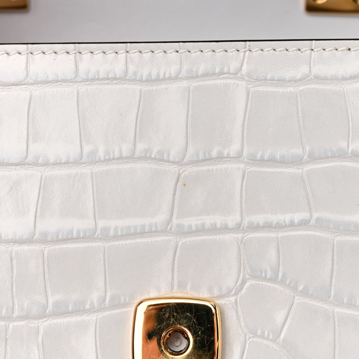 Crocodile Embossed Calfskin Mini C Double Carry Stormy Grey