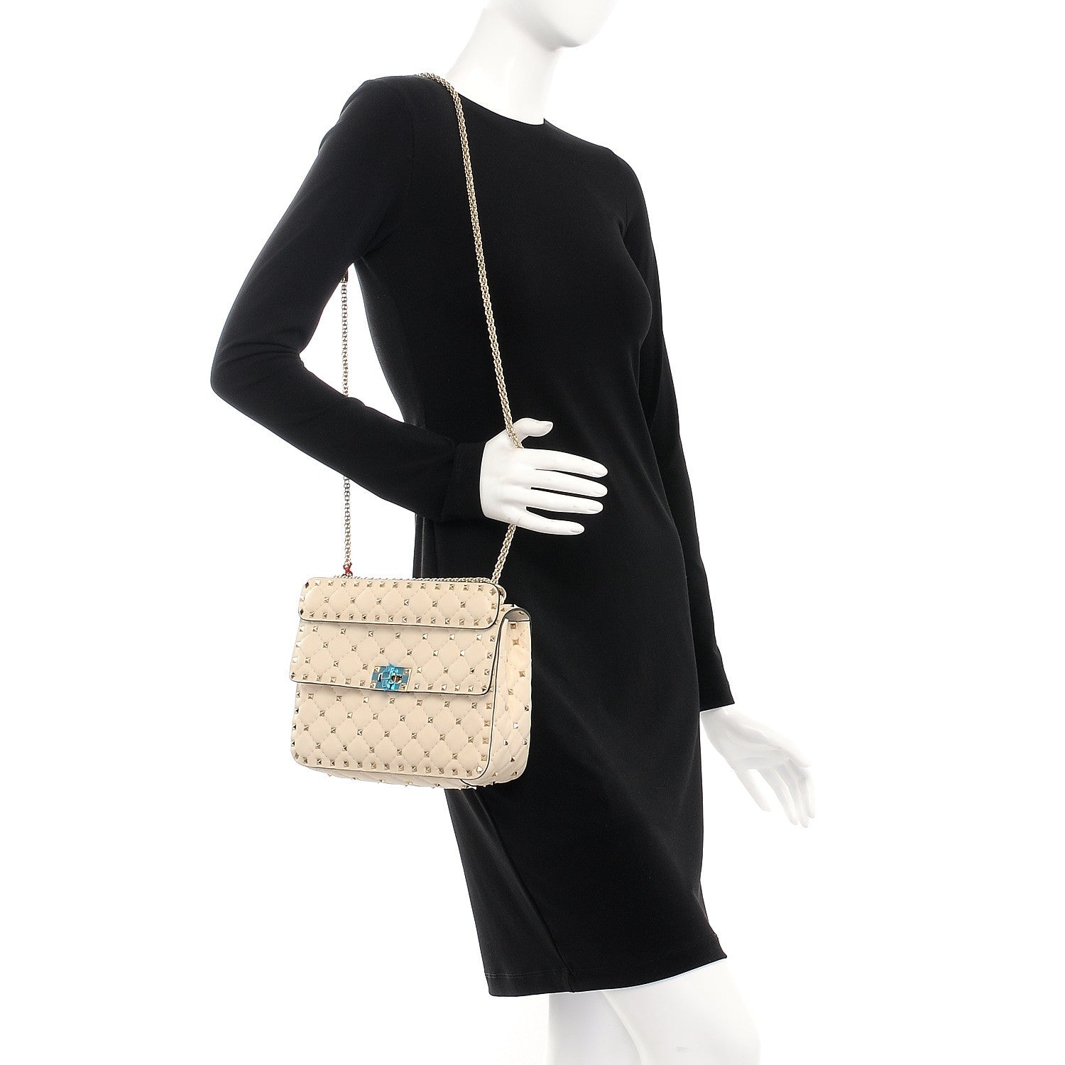 Valentino Garavani Nappa Medium Rockstud Spike Shoulder Bag Light Ivory 2 of 6