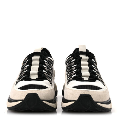 Chanel Fabric Suede Calfskin CC Sneakers 39.5 White Black 3 of 12
