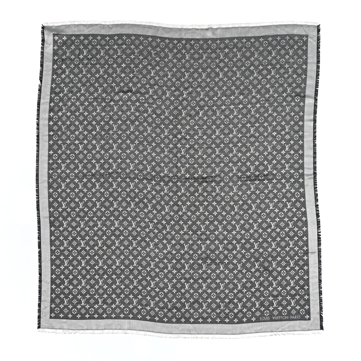 Silk Lurex Wool Monogram Shine Shawl Black