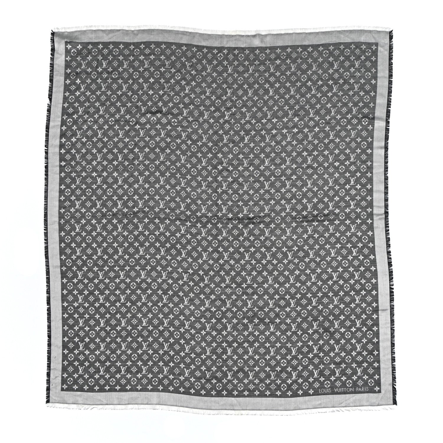 Louis Vuitton Silk Lurex Wool Monogram Shine Shawl Black 1 of 5