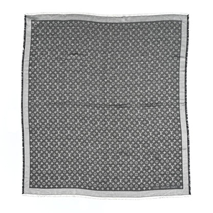Louis Vuitton Silk Lurex Wool Monogram Shine Shawl Black 1 of 5