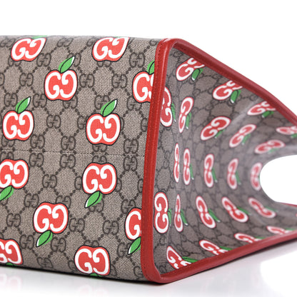 Gucci GG Supreme Monogram Apple Dollar Calfskin Large Retro Interlocking G Tote Bag Beige Ebony Multicolor Lobster Red 7 of 11