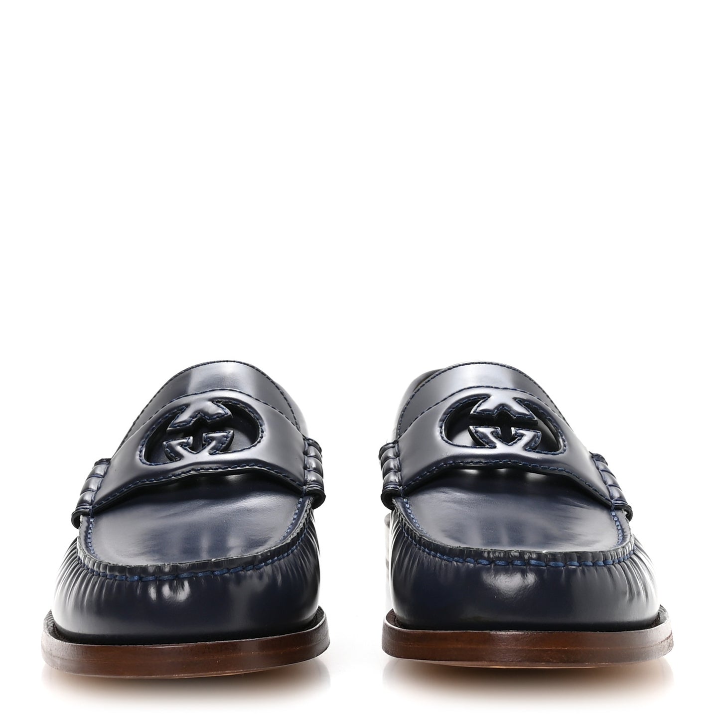 Calfskin Mens Interlocking G Millennial Ribot Loafers 8 Blue Agata