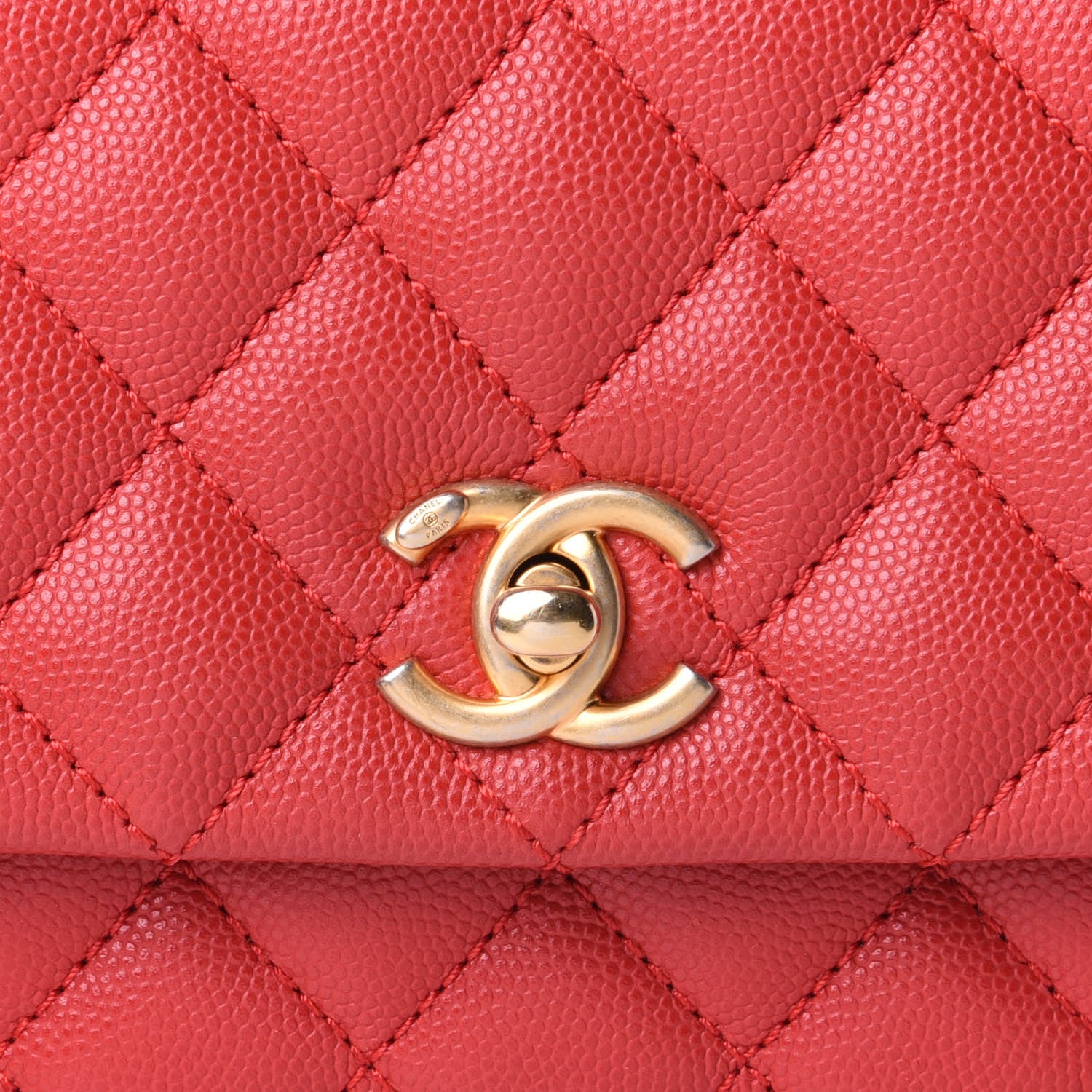 Chanel Caviar Quilted Mini Coco Handle Flap Red 9 of 11